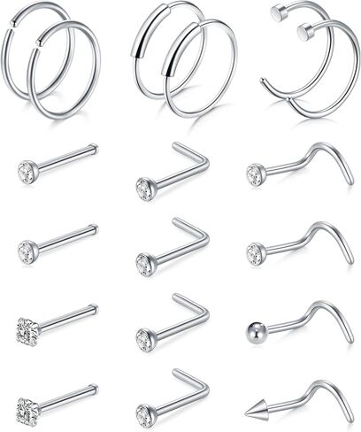 TOKRING 18G 20G 22G Nose Rings Hoops Nose Rings Studs for Nose Piercings Surgical Steel Nose Piercing jewelry for Women Men in Saudi Arabia