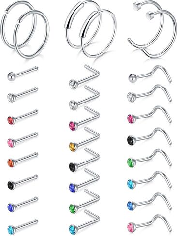 TOKRING 18G 20G 22G Nose Rings Hoops Nose Rings Studs for Nose Piercings Surgical Steel Nose Piercing jewelry for Women Men in Saudi Arabia