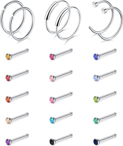 TOKRING 18G 20G 22G Nose Rings Hoops Nose Rings Studs for Nose Piercings Surgical Steel Nose Piercing jewelry for Women Men in Saudi Arabia