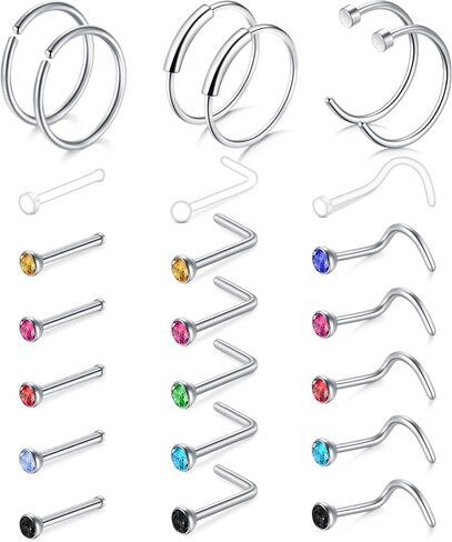 TOKRING 18G 20G 22G Nose Rings Hoops Nose Rings Studs for Nose Piercings Surgical Steel Nose Piercing jewelry for Women Men in Saudi Arabia