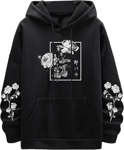 SOLY HUX Men's Floral Print Casual Graphic Hoodies Drawstring Long Sleeve Pullover Sweatshirt in Kuwait
