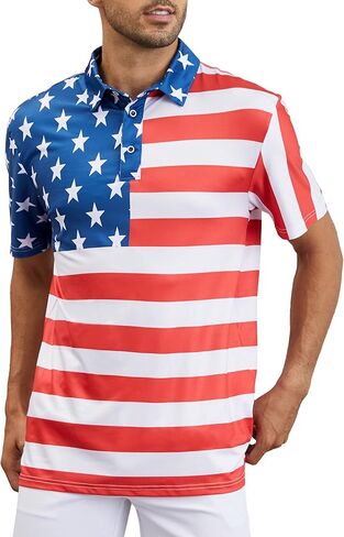 Mens Polo Shirts Short Sleeve Print Golf Shirts Gifts for Men in Kuwait