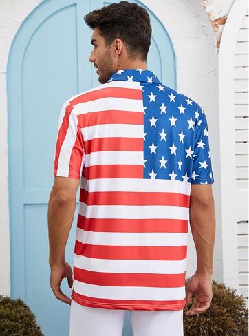 Mens Polo Shirts Short Sleeve Print Golf Shirts Gifts for Men in Kuwait