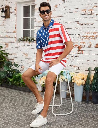 Mens Polo Shirts Short Sleeve Print Golf Shirts Gifts for Men in Kuwait