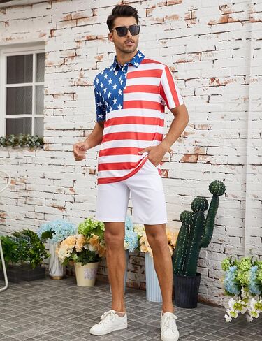 Mens Polo Shirts Short Sleeve Print Golf Shirts Gifts for Men in Kuwait