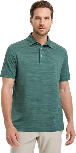 Rouen Polo Shirts for Men Dry Fit Performance Moisture Wicking Casual Jacquard Heather Collared Mens Golf Shirts Short Sleeve in Saudi Arabia
