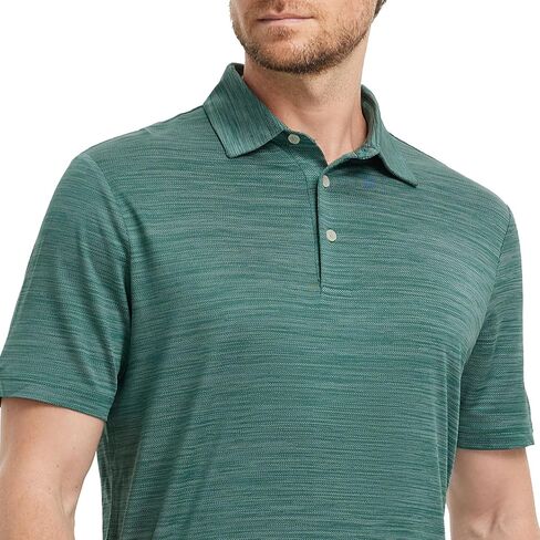 Rouen Polo Shirts for Men Dry Fit Performance Moisture Wicking Casual Jacquard Heather Collared Mens Golf Shirts Short Sleeve in Saudi Arabia