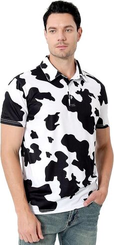 Funny World Men's Animal Print Polo Funny Golf Shirt Short Sleeve Costumes for Adults in Kuwait