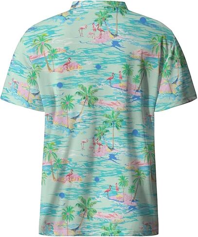 Golf Shirts for Men Printed Henley Shirts Collarless Golf Polo Shirt Short Sleeve with Pocket in Kuwait