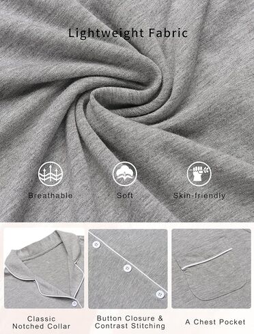 Samring 2 Pack Nightgowns for Women Short Sleeve Sleepwear Button Down Nightshirts Sleep Shirts Boyfriend Pajama Dress in Kuwait