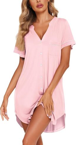 Ekouaer Lightgowns for Women Button Down Down Down Downs Shirt Sleeve Sleeve Shirt v nightshird sufor in Kuwait