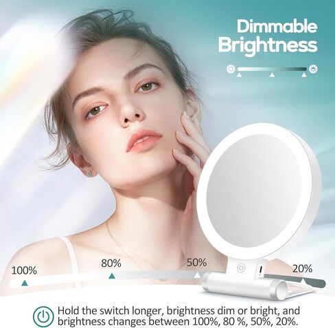 B Beauty Planet Mirror مع مرآة مكياج مكياج مكبرة 30x/ 30 ×/ 30x ذات الوجهين مع Tweezer ، 2000mAh 3 مع سطوع قابل للتعديل ، مرآة سفر قابلة للطي (9 "L × 7" W) in Kuwait