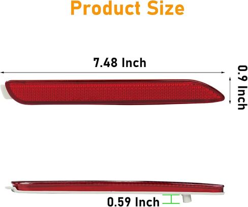 Compatible with Hyundai Sonata Rear Bumper Reflector 2015-2017,Left Driver & Right Passenger Side Rear Bumper Red Marker Trim,7th Gen Sonata Back Reflector Light W/O Bulb Replacement(1Pair) in Kuwait