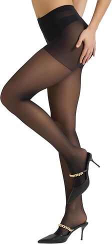 Citystl 2 Pairs Women's Black Sheer Tights - 30D Not Rip Control Top Pantyhose - Reinforced Toes in Saudi Arabia