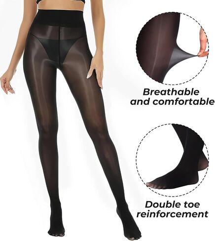Buauty Shimmer Tights for Women, Shiny Oil Pantyhose Stockings, Oil Bright Shaping Tight Ultra Shiny Sheer Tights High Waist in Saudi Arabia