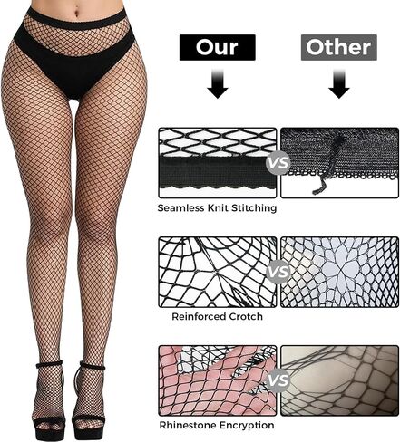Buauty Fishnet Stockings for Women, High Waisted Fishnet Tights Black Fishnets for Halloween in Saudi Arabia
