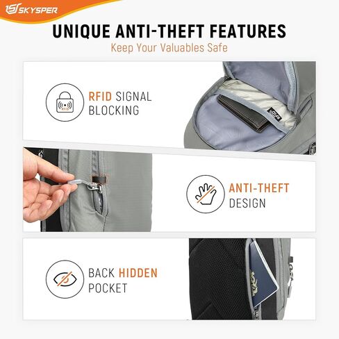 SKYSPER Sling Bag RFID Crossbody Sling Backpack Travel Cross Body Bag Shoulder Sling Daypack in Kuwait