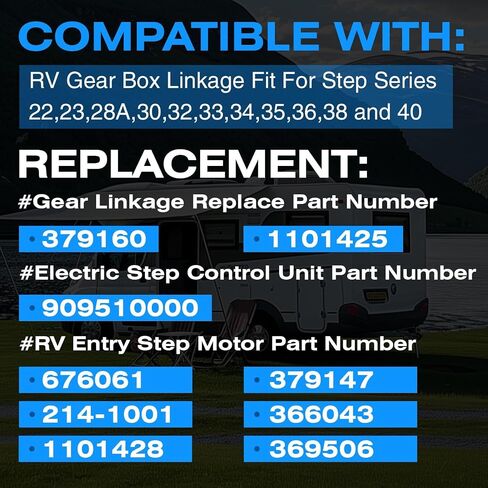379160 676061 RV Step Motor Conversion Kit Motion Attiving A متوافق مع خطوات Lippert Kwikee الكهربائية ، مربع التروس والتحكم في الخطوة استبدال 1101425 1101428 379147 366043 214-1001 369506 909510000 in Kuwait