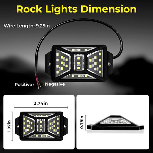 20 Pods 540 LEDs White Rock Lights with 11yd/10M Extension Wire, 6000K Super Bright Underglow Light, Waterproof IP67, 360° Full Angle Illuminate Rock Lights for Trucks Jeep UTV ATV SUV Boats in Saudi Arabia