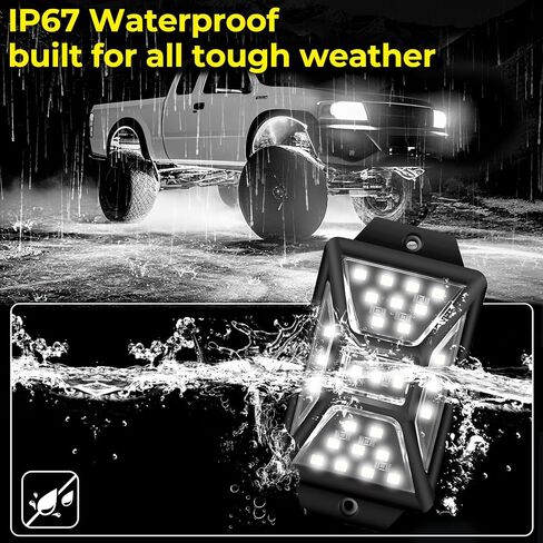 20 Pods 540 LEDs White Rock Lights with 11yd/10M Extension Wire, 6000K Super Bright Underglow Light, Waterproof IP67, 360° Full Angle Illuminate Rock Lights for Trucks Jeep UTV ATV SUV Boats in Saudi Arabia