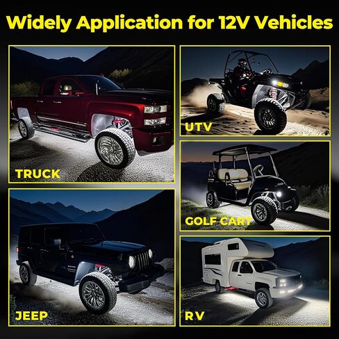 20 Pods 540 LEDs White Rock Lights with 11yd/10M Extension Wire, 6000K Super Bright Underglow Light, Waterproof IP67, 360° Full Angle Illuminate Rock Lights for Trucks Jeep UTV ATV SUV Boats in Saudi Arabia