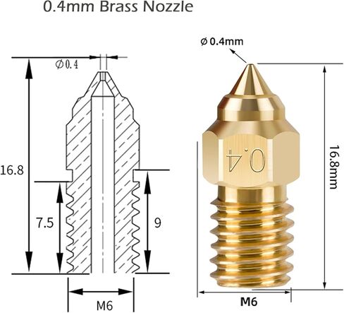 Creality 22PCS Ender 5 S1 Brass Nozzles Kit, 3D Printer 10PCS 0.4mm and 2PCS 0.2mm, 0.3mm, 0.5mm, 0.6mm, 0.8mm, 1.0mm Nozles Kit for Ender 3 V3 SE, Ender 5 S1, Ender 7, Spider 1.0 in Kuwait