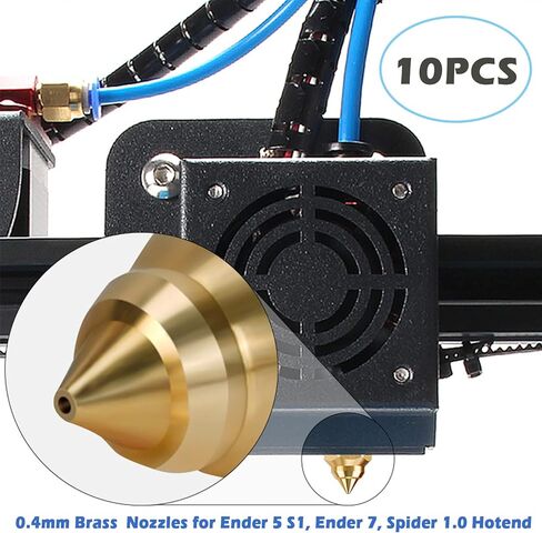 Creality 22PCS Ender 5 S1 Brass Nozzles Kit, 3D Printer 10PCS 0.4mm and 2PCS 0.2mm, 0.3mm, 0.5mm, 0.6mm, 0.8mm, 1.0mm Nozles Kit for Ender 3 V3 SE, Ender 5 S1, Ender 7, Spider 1.0 in Kuwait
