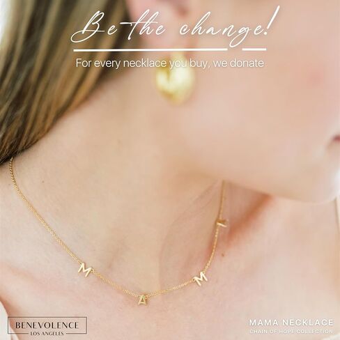 Benevolence LA Mama Necklace, Gold Dipped Fashion Jewelry | Gifts for New Mom | Gold Mom Necklace | Birthday Gifts | Travel Accessories for Women, Designed in California in Saudi Arabia