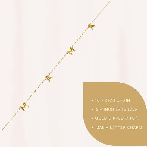 Benevolence LA Mama Necklace, Gold Dipped Fashion Jewelry | Gifts for New Mom | Gold Mom Necklace | Birthday Gifts | Travel Accessories for Women, Designed in California in Saudi Arabia