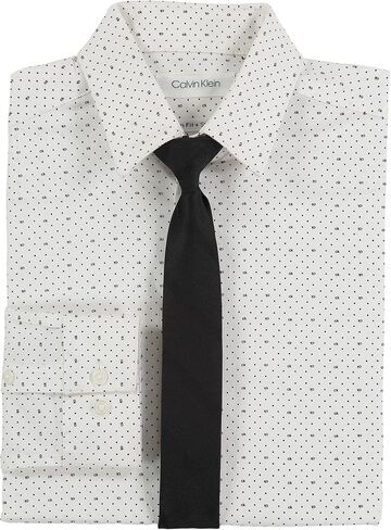 Calvin Klein Boys' Long Sleeve Button-Down Collared Dress Shirt with Tie and Chest Pocket in Saudi Arabia