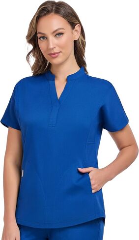 COMENII Scrubs for Women, Mandarin Collar Women Scrubs with 2 Pockets, Anti-Wrinkle Women's Medical Scrub Top in Saudi Arabia
