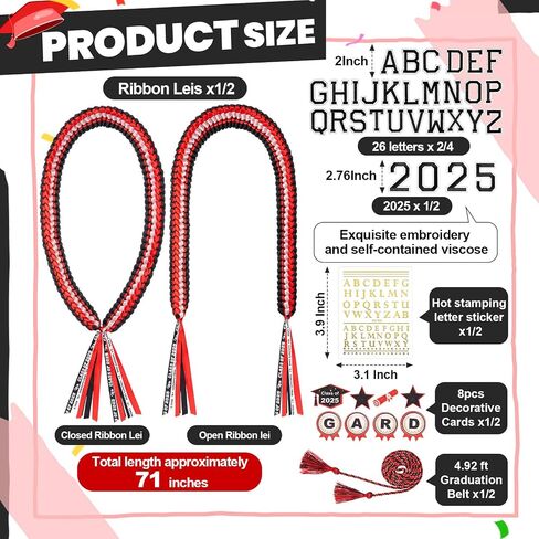 Juexica Graduation Lei Class of 2026,graduation Ribbon Money Lei Personalized DIY Name Braided Necklace with Tassel for Congrat Grad Party Gift Accessories Women Men in Kuwait