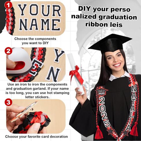 Juexica Graduation Lei Class of 2026,graduation Ribbon Money Lei Personalized DIY Name Braided Necklace with Tassel for Congrat Grad Party Gift Accessories Women Men in Kuwait
