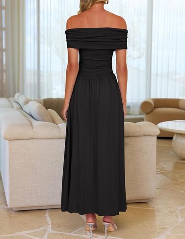 Zesica Women's Off the Counder Maxi Dress 2025 Summer Summeress Discal Slim Swing Swing Dresses in Kuwait