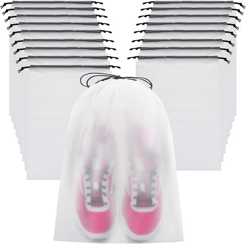 Vorspack Shoe Bags for Travel - 6 Pcs Transparent Drawstring Backpack Travel Shoe Bag Clear Drawstring Bag Large Shoe Organizer with Rope Travel Essentials for Men Women in Saudi Arabia