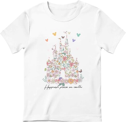 Magic Kingdom Shirts for Girls Floral Magical Castle Graphic Cute Tshirt Kids Flower Holiday Vacation Trip Tee Tops in Saudi Arabia