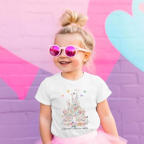 Magic Kingdom Shirts for Girls Floral Magical Castle Graphic Cute Tshirt Kids Flower Holiday Vacation Trip Tee Tops in Saudi Arabia