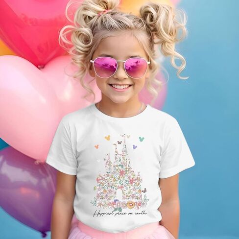 Magic Kingdom Shirts for Girls Floral Magical Castle Graphic Cute Tshirt Kids Flower Holiday Vacation Trip Tee Tops in Saudi Arabia