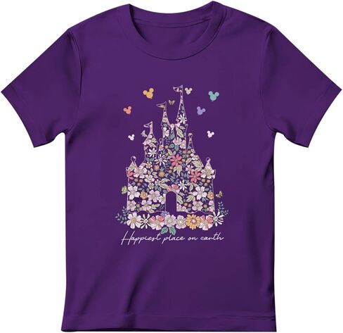 Magic Kingdom Shirts for Girls Floral Magical Castle Graphic Cute Tshirt Kids Flower Holiday Vacation Trip Tee Tops in Saudi Arabia