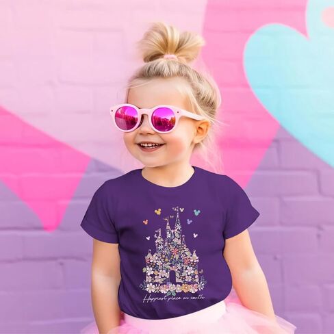 Magic Kingdom Shirts for Girls Floral Magical Castle Graphic Cute Tshirt Kids Flower Holiday Vacation Trip Tee Tops in Saudi Arabia