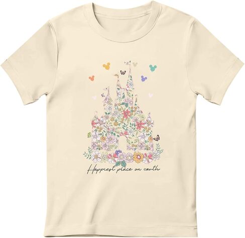 Magic Kingdom Shirts for Girls Floral Magical Castle Graphic Cute Tshirt Kids Flower Holiday Vacation Trip Tee Tops in Kuwait