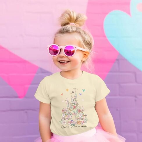 Magic Kingdom Shirts for Girls Floral Magical Castle Graphic Cute Tshirt Kids Flower Holiday Vacation Trip Tee Tops in Kuwait