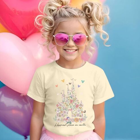 Magic Kingdom Shirts for Girls Floral Magical Castle Graphic Cute Tshirt Kids Flower Holiday Vacation Trip Tee Tops in Kuwait