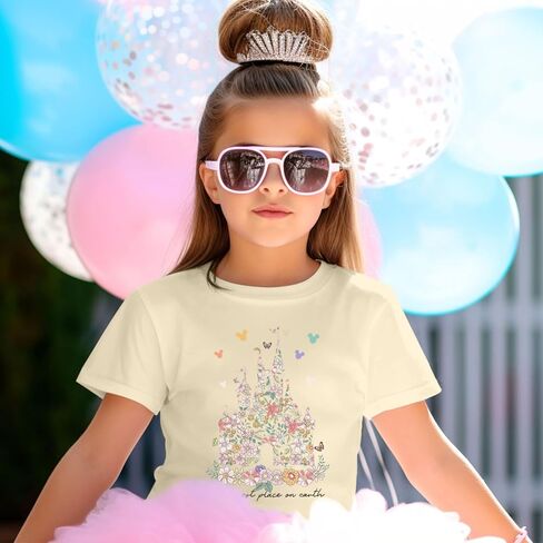 Magic Kingdom Shirts for Girls Floral Magical Castle Graphic Cute Tshirt Kids Flower Holiday Vacation Trip Tee Tops in Kuwait