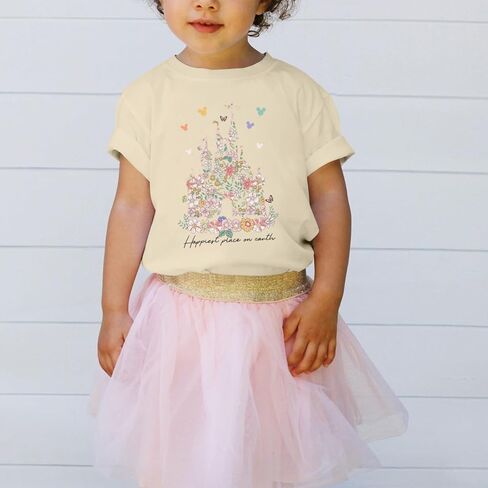 Magic Kingdom Shirts for Girls Floral Magical Castle Graphic Cute Tshirt Kids Flower Holiday Vacation Trip Tee Tops in Kuwait