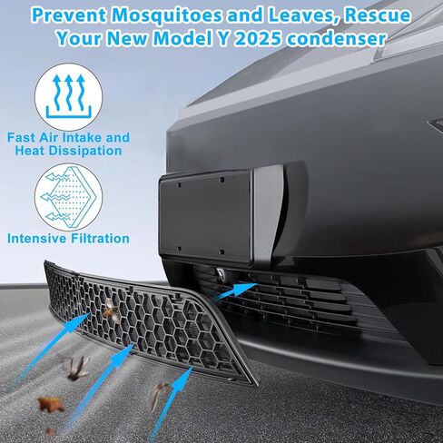 شبكة شواية أمامية Kofarrten للطراز Y، إدراجات شبكة مصبغة متوافقة مع طراز Tesla Y، بديل غطاء شبكة فتحة تهوية مدخل الهواء الأمامي لملحقات Tesla Model Y 2019 2020 2021 2022 2023 2024 in Kuwait