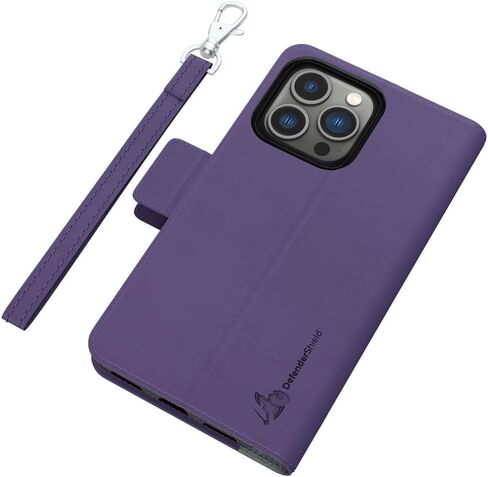 حافظة DefenderShield EMF للحماية و5G مضادة للإشعاع لهاتف iPhone 15 - حافظة RFID Block EMF Shield قابلة للفصل مع إغلاق مغناطيسي أرجواني in Kuwait