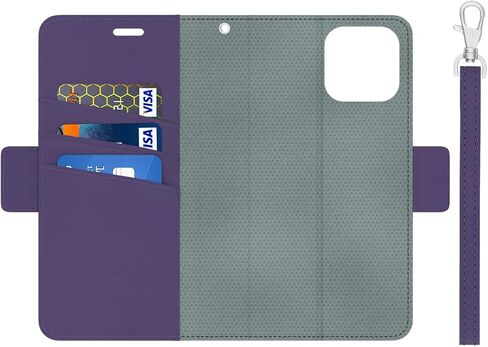 حافظة DefenderShield EMF للحماية و5G مضادة للإشعاع لهاتف iPhone 15 - حافظة RFID Block EMF Shield قابلة للفصل مع إغلاق مغناطيسي أرجواني in Kuwait