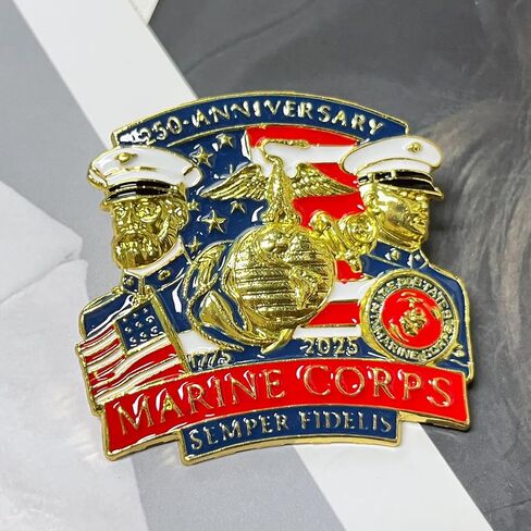 250th Anniversary Marine Corps Pin U.S. NAVY Commemorative Pin 1775-2025 Marines Collectible Badge American Flag Veteran Military Jewelry in Kuwait