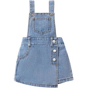 Wdirara Girls 'Jean الشورت العام الشورس الزر غير المتكافئ الزر DENIM Shortall Shortall